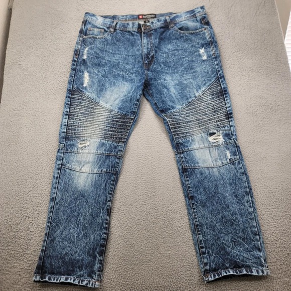 Vintage SouthPole Jeans Mens 44x32 Blue Denim Distressed Y2K‎ Acid Wash - Picture 1 of 16